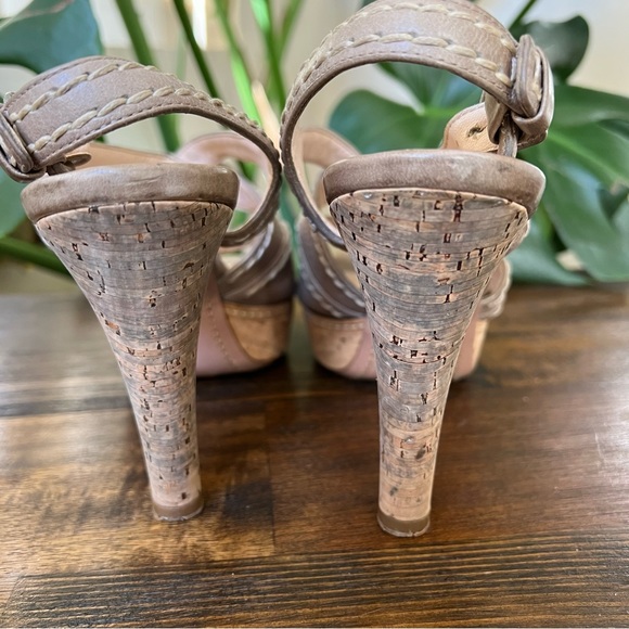 Prada Strapped Sage Green Leather Crock  Ankle Strap Platform Heels EU37.5 - Picture 7 of 14